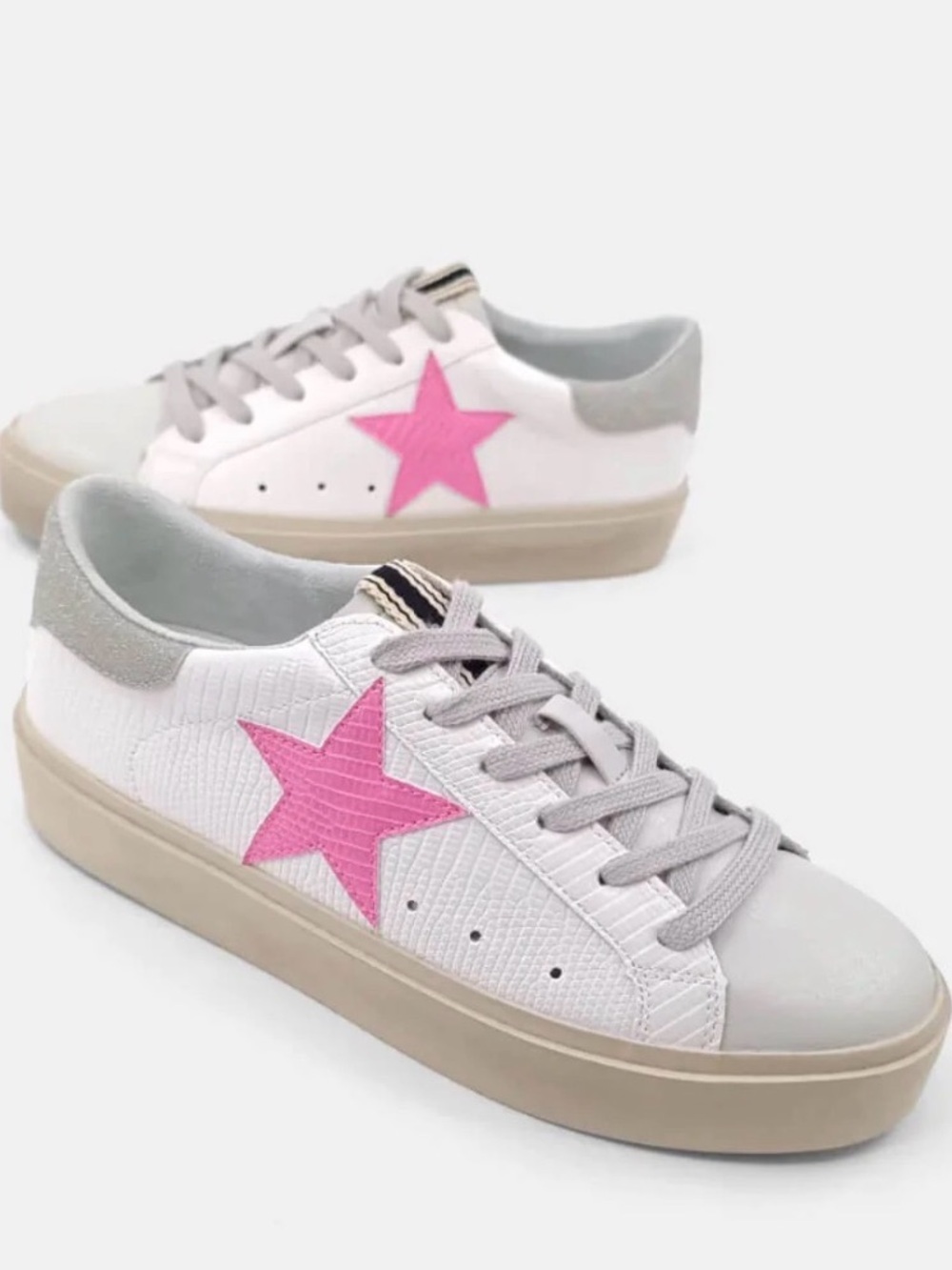 Shu Shop Sneaker- Pink/White Sneakers with Pink Star Accent